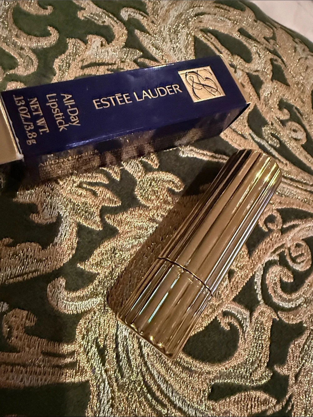 RARE Estee Lauder All Day Lipstick Cafe Latte A-8A Gold Tube New in Box Vintage